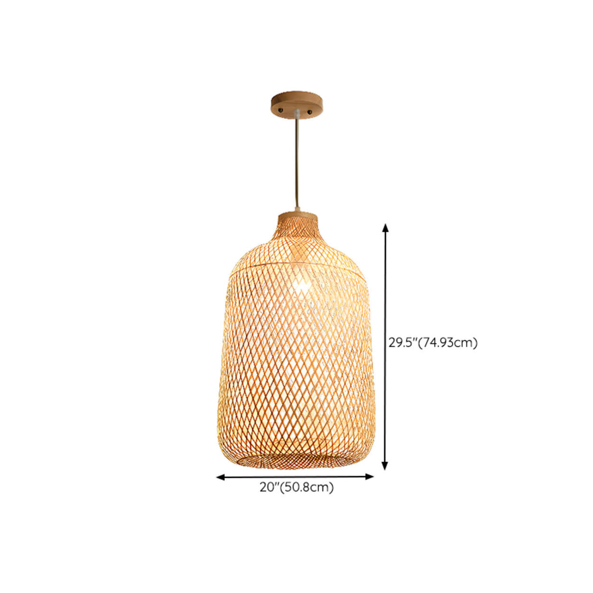 Oriental Woven Bamboo Wood Dome Stairwell Pendant Light Set Image - 26