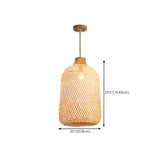 Oriental Woven Bamboo Wood Dome Stairwell Pendant Light Set Image - 26