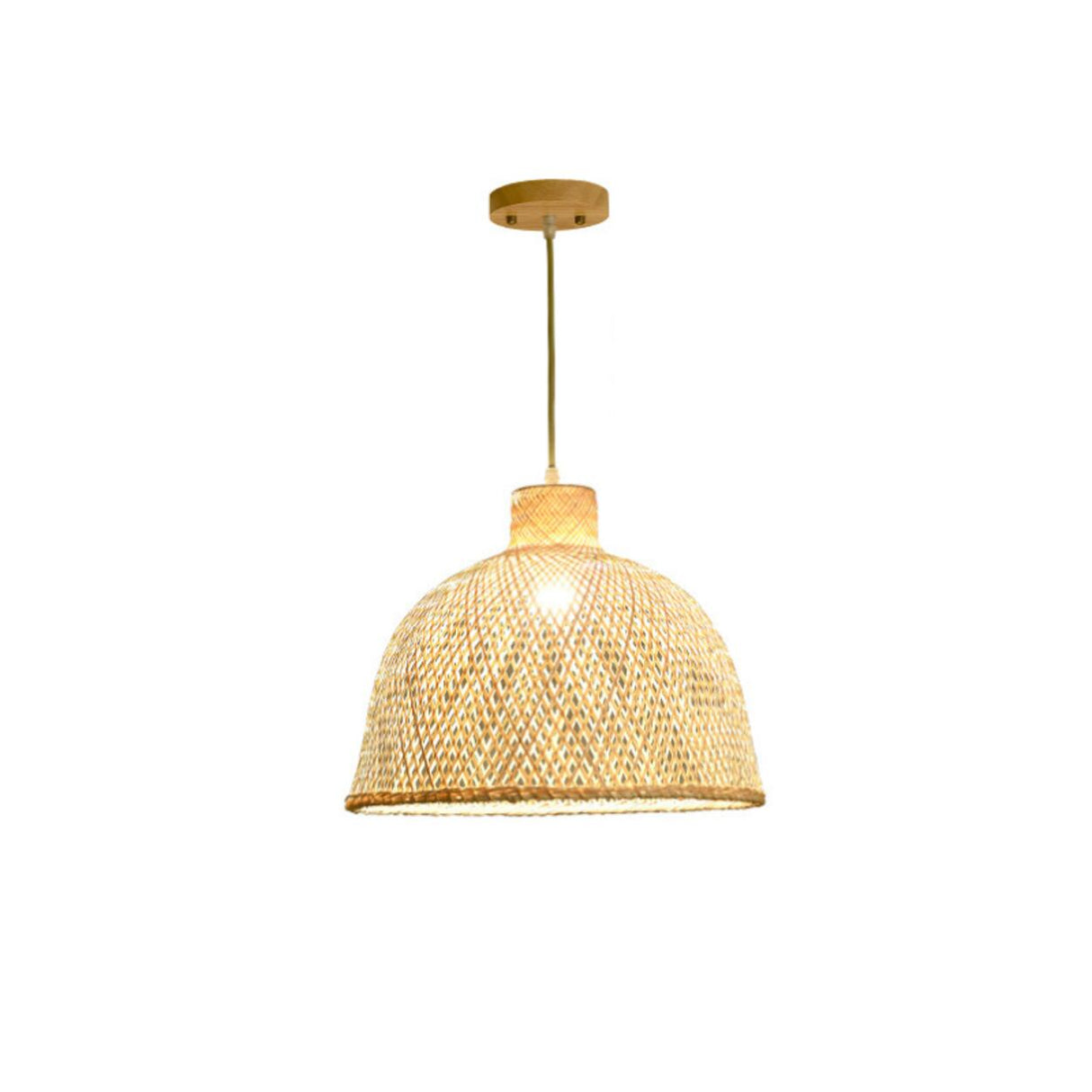 Oriental Woven Bamboo Wood Dome Stairwell Pendant Light Set Image - 7