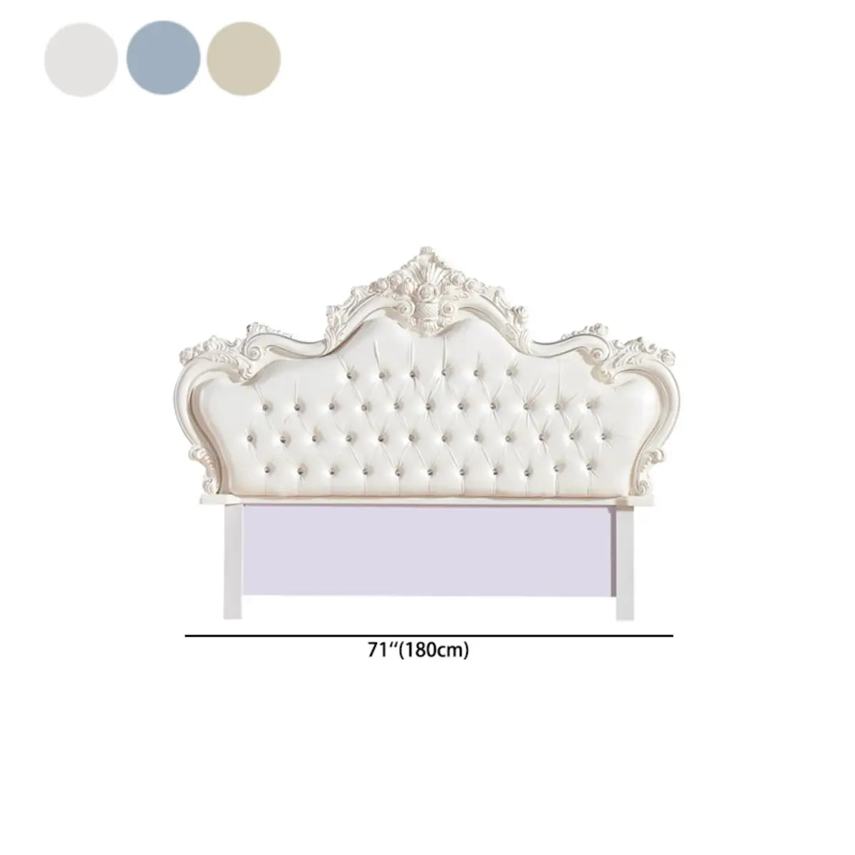 Ornate White Camelback Tufted Twin Headboard with Legs 