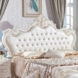 Ornate White Camelback Tufted Twin Headboard with Legs Image - 2