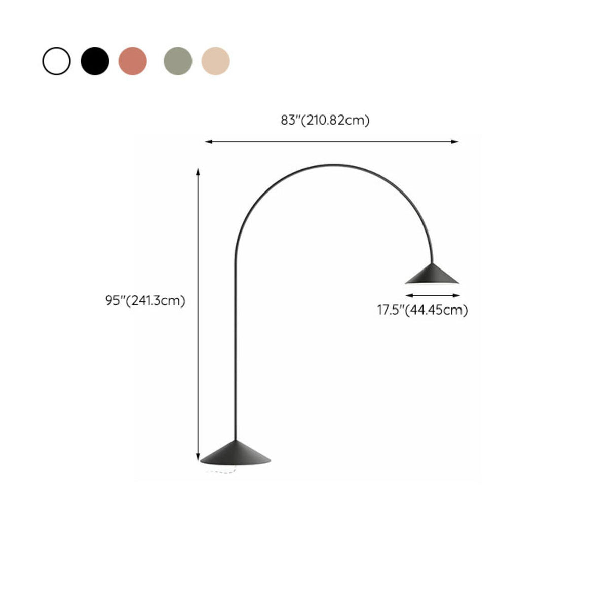 Outdoor Arc Wide Cone Metal Modern Floor Lamp 