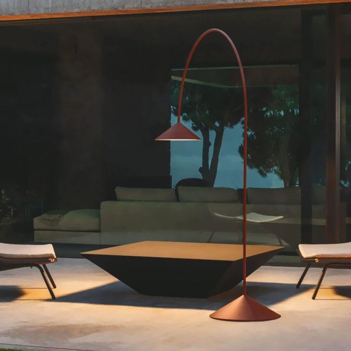 Outdoor Arc Wide Cone Metal Modern Floor Lamp Image - 6