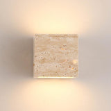 Outdoor Beige Stone Rectangular Up Down Wall Lamp Image - 13