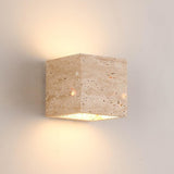 Outdoor Beige Stone Rectangular Up Down Wall Lamp Image - 14