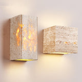 Outdoor Beige Stone Rectangular Up Down Wall Lamp Image - 6