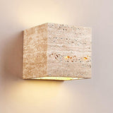 Outdoor Beige Stone Rectangular Up Down Wall Lamp Image - 7