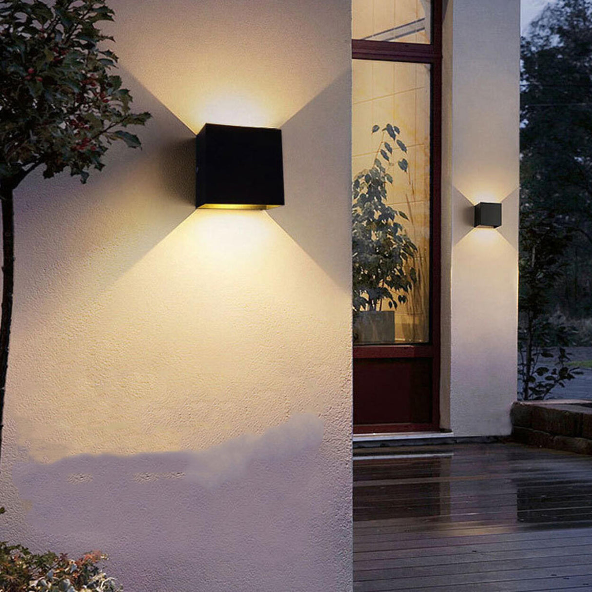 Outdoor Black Cube Up Down Lighting LED Wall Sconce Image - 6