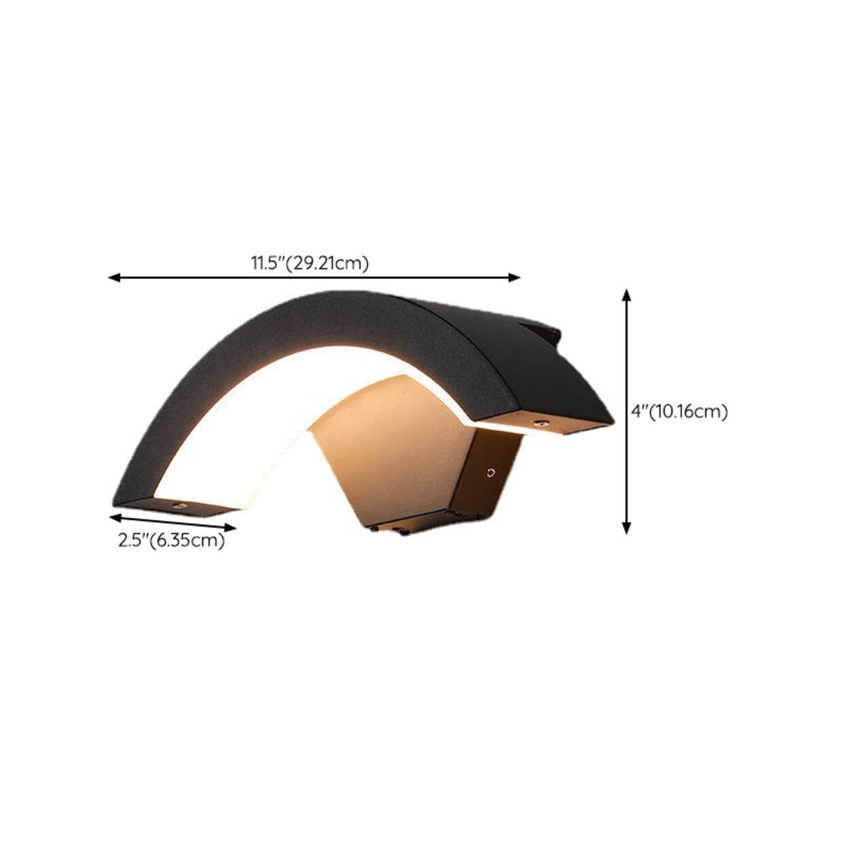 Outdoor Black Curved Arch Waterproof Wall Sconce 