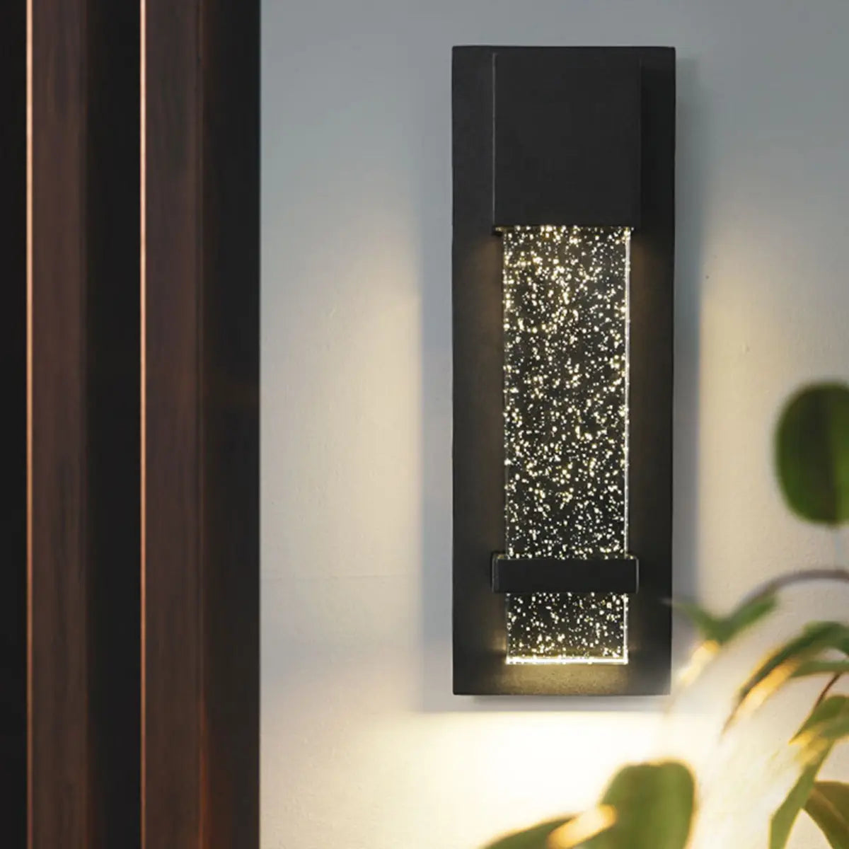 Outdoor Black Geometric Starry Effect Wall Sconce Image - 1