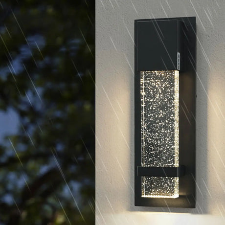 Outdoor Black Geometric Starry Effect Wall Sconce Image - 2