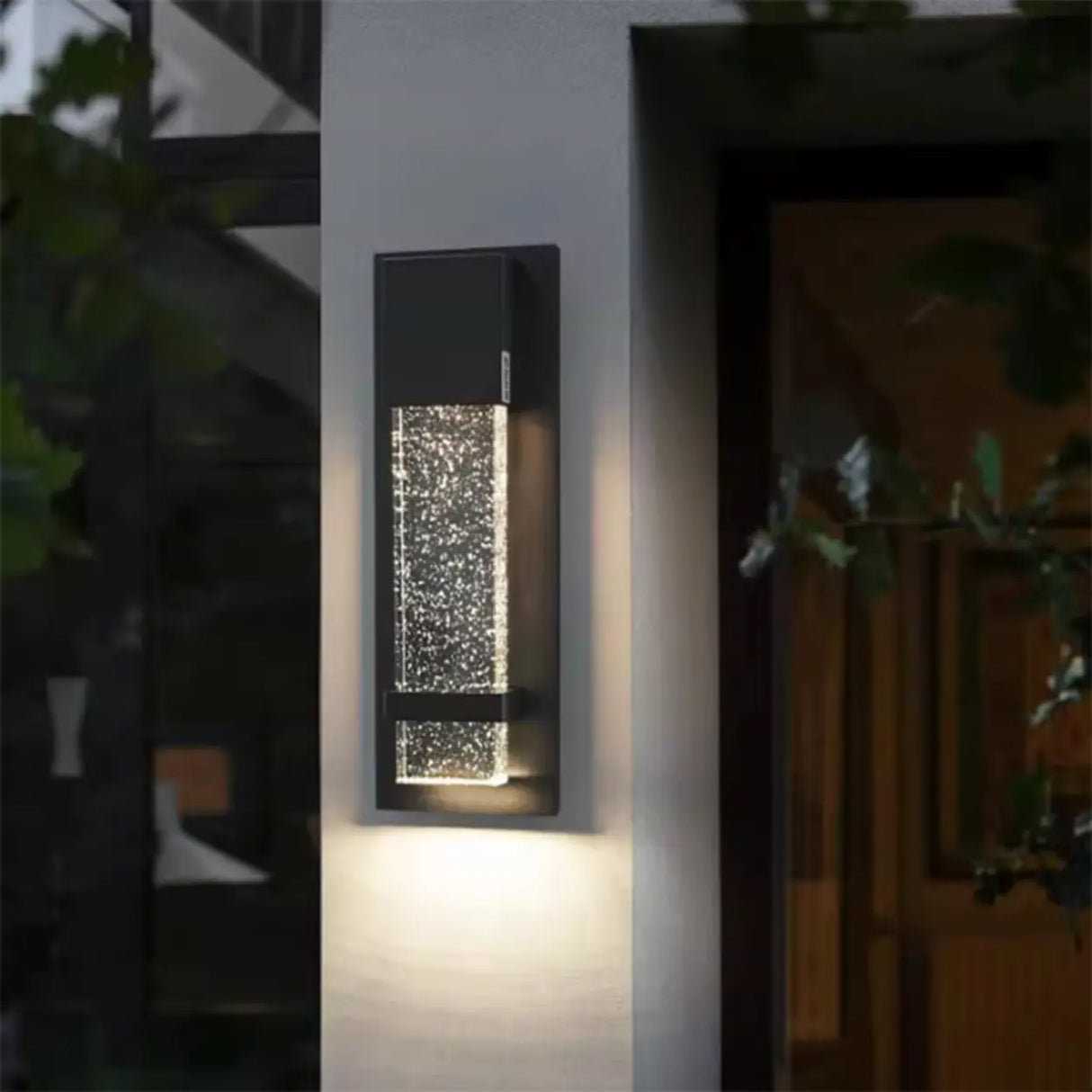 Outdoor Black Geometric Starry Effect Wall Sconce Image - 3