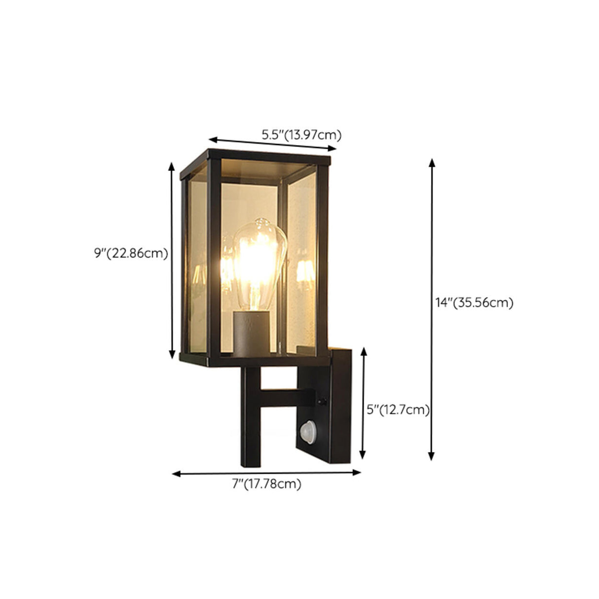 Outdoor Black Geometric Waterproof Metal Wall Sconce 