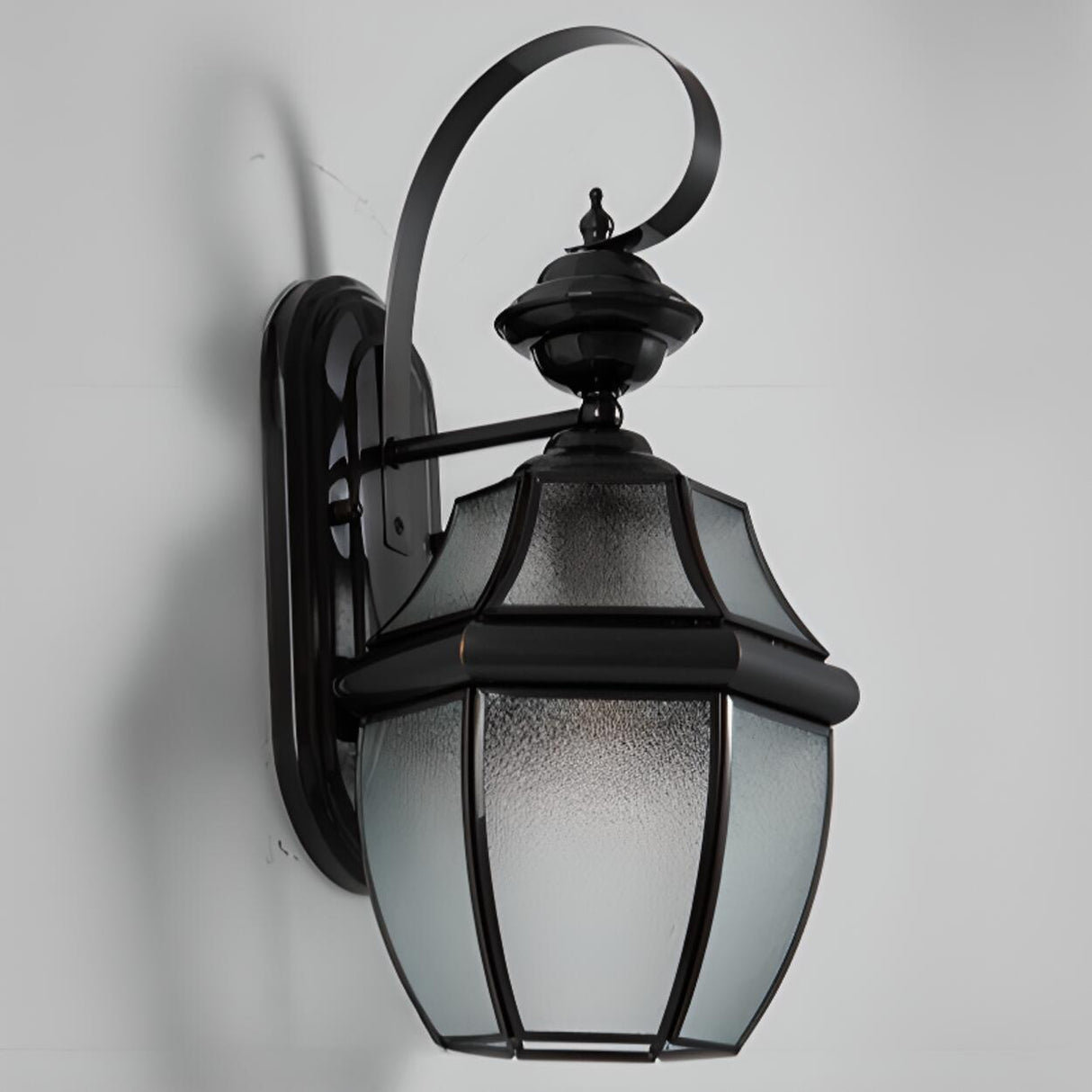 Outdoor Black Metal Waterproof Lantern Wall Sconce Image - 10