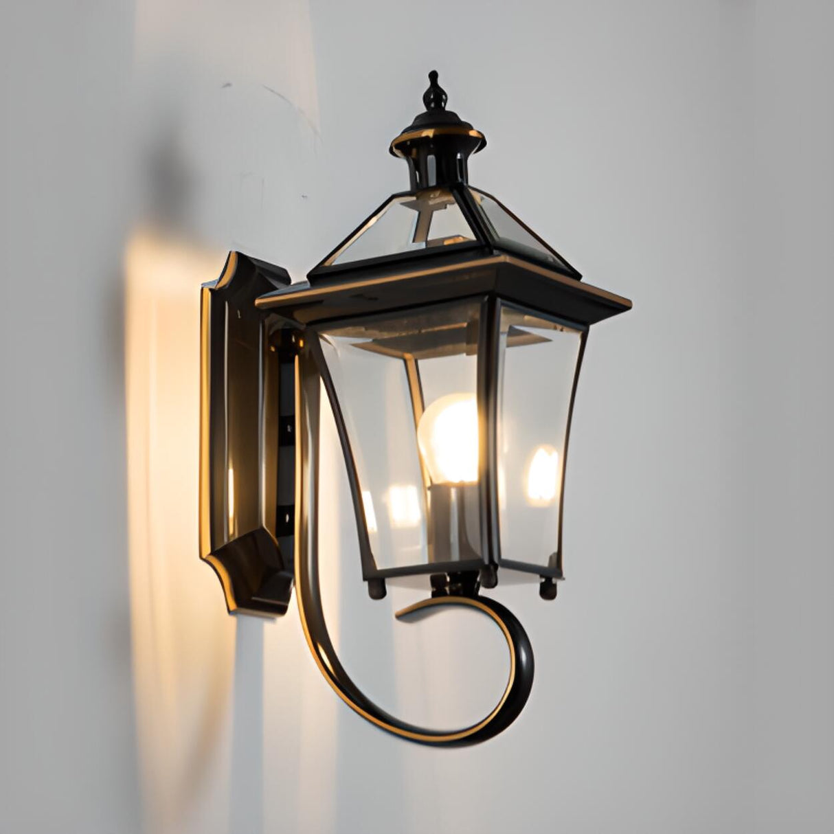 Outdoor Black Metal Waterproof Lantern Wall Sconce Image - 12