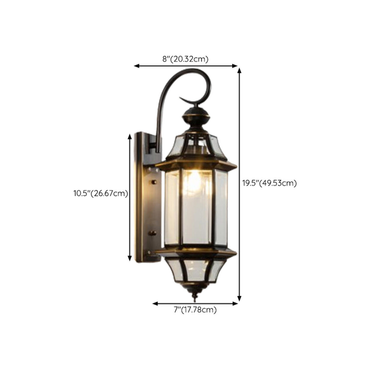 Outdoor Black Metal Waterproof Lantern Wall Sconce 