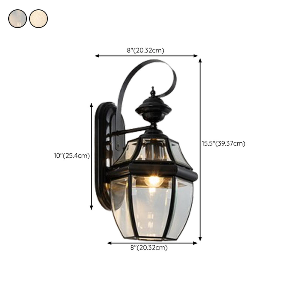 Outdoor Black Metal Waterproof Lantern Wall Sconce Image - 18