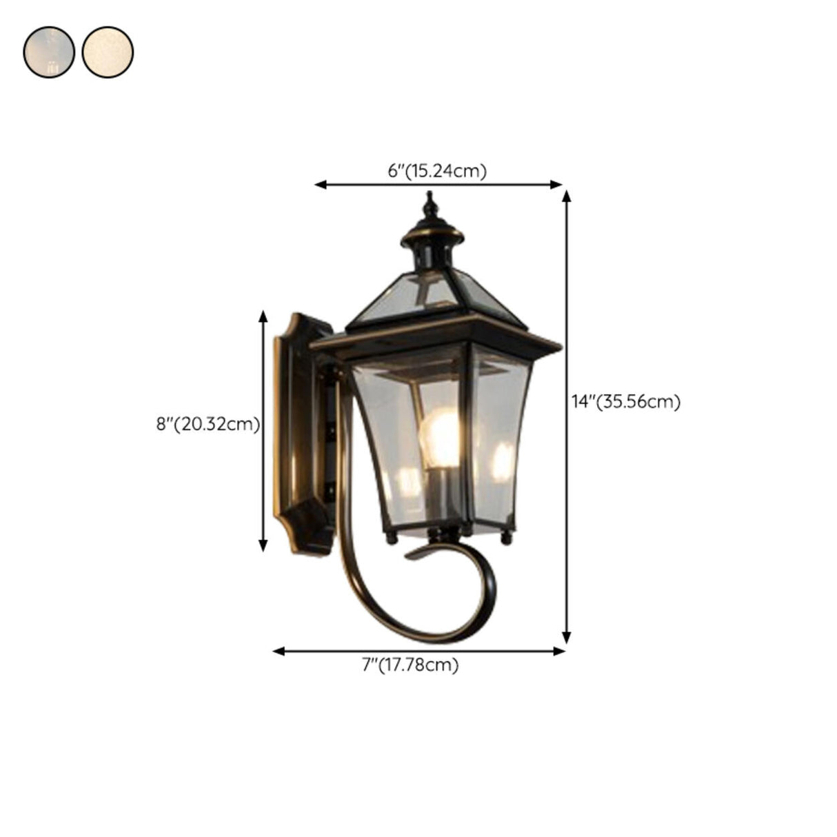 Outdoor Black Metal Waterproof Lantern Wall Sconce Image - 19