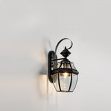 Outdoor Black Metal Waterproof Lantern Wall Sconce Image - 3