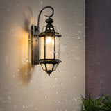 Outdoor Black Metal Waterproof Lantern Wall Sconce Image - 4