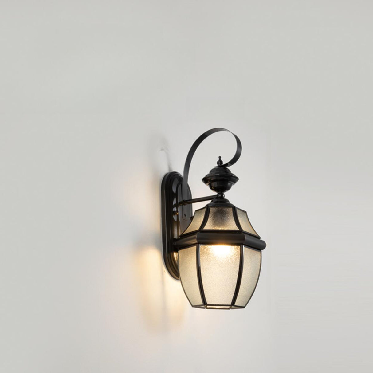 Outdoor Black Metal Waterproof Lantern Wall Sconce Image - 5