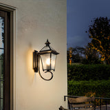 Outdoor Black Metal Waterproof Lantern Wall Sconce Image - 6