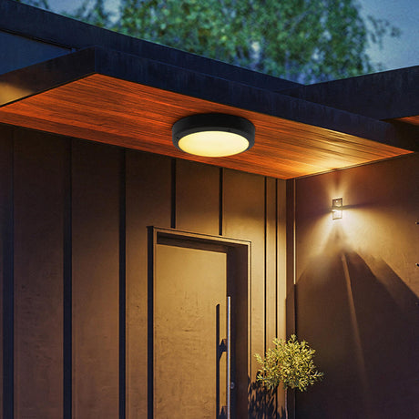 Outdoor Black Round LED Flush Mount Ceiling Light  Image - 1