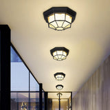 Outdoor Black Round LED Flush Mount Ceiling Light  Image - 12