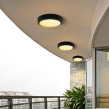 Outdoor Black Round LED Flush Mount Ceiling Light  Image - 4