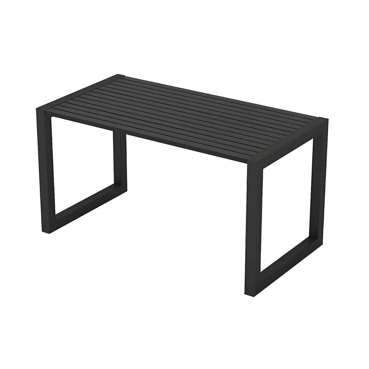 Outdoor Black Waterproof Metal Rectangular Coffee Table Image - 2