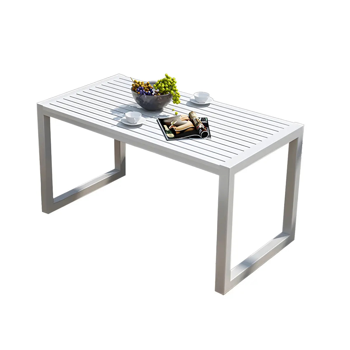 Outdoor Black Waterproof Metal Rectangular Coffee Table Image - 4