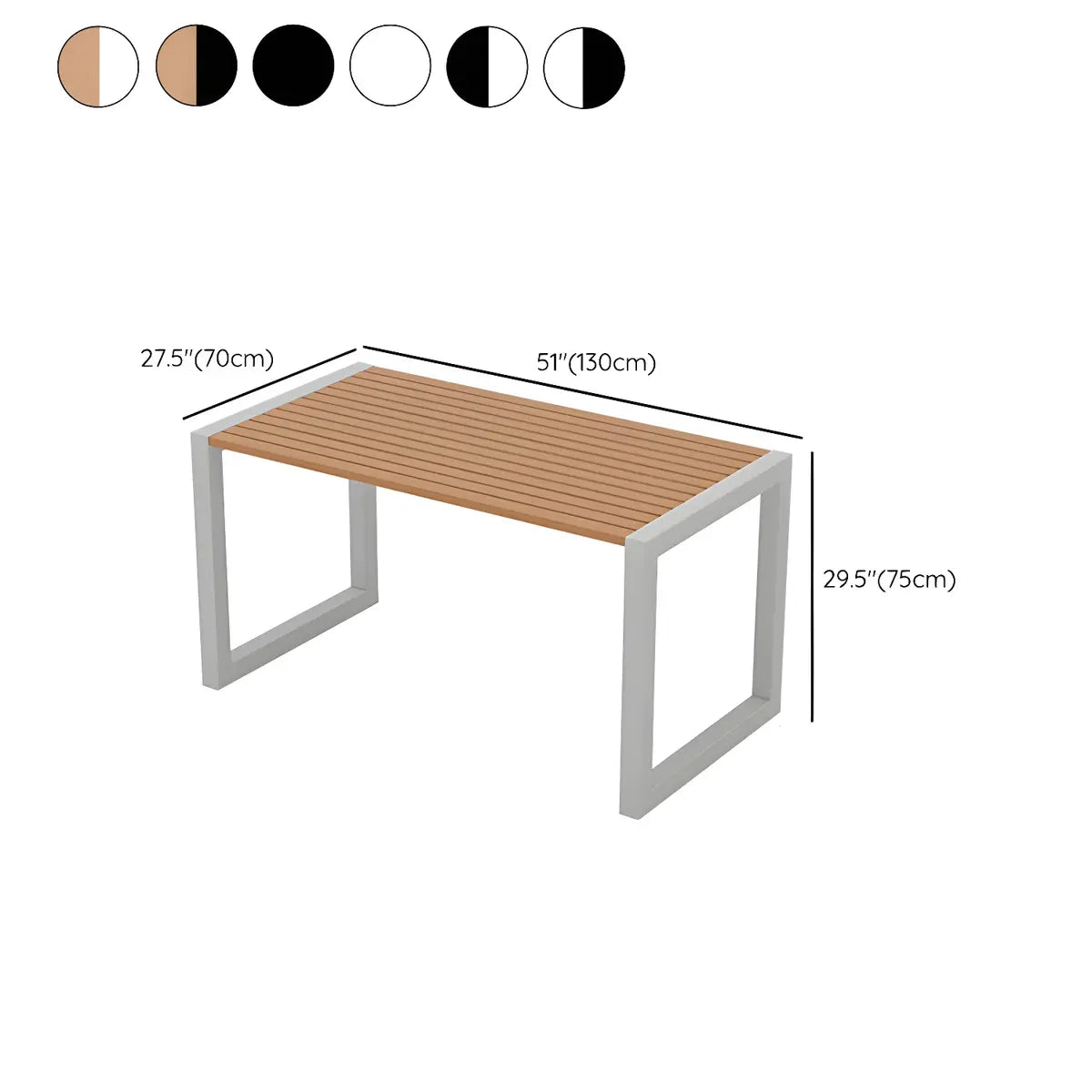 Outdoor Black Waterproof Metal Rectangular Coffee Table 