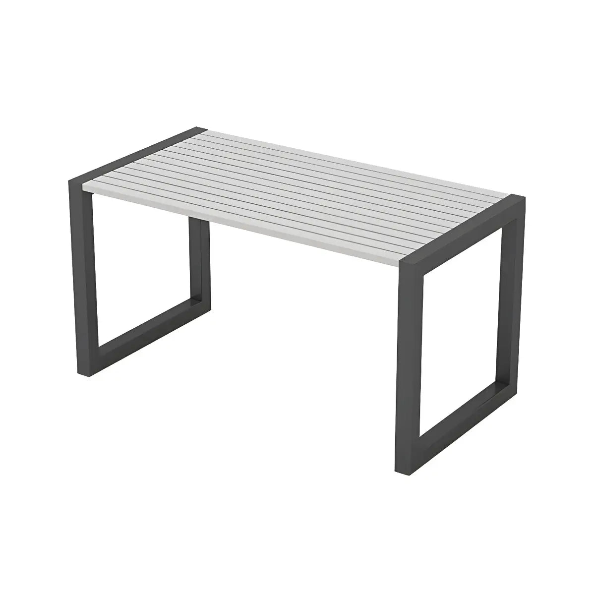 Outdoor Black Waterproof Metal Rectangular Coffee Table Image - 8