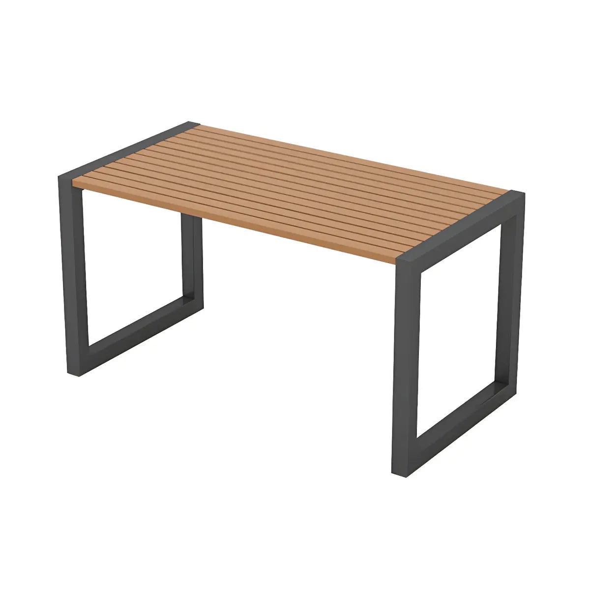 Outdoor Black Waterproof Metal Rectangular Coffee Table Image - 9