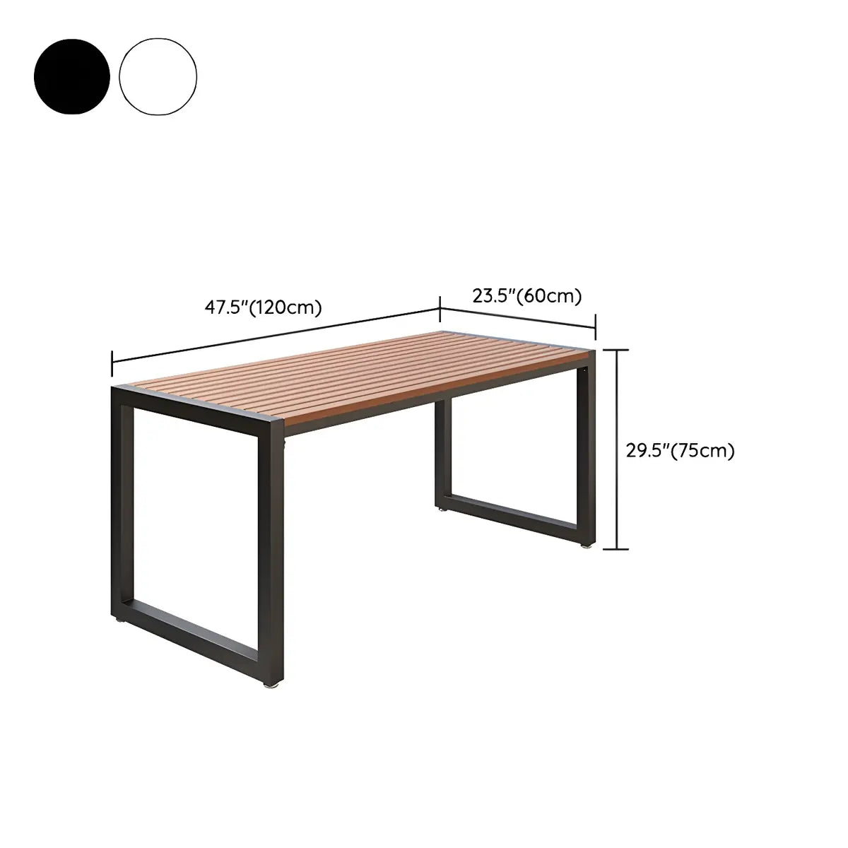 Outdoor Brown Metal Frame Rectangular Coffee Table 