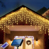 Outdoor Christmas Solar LED Icicle Curtain String Lights Image - 1