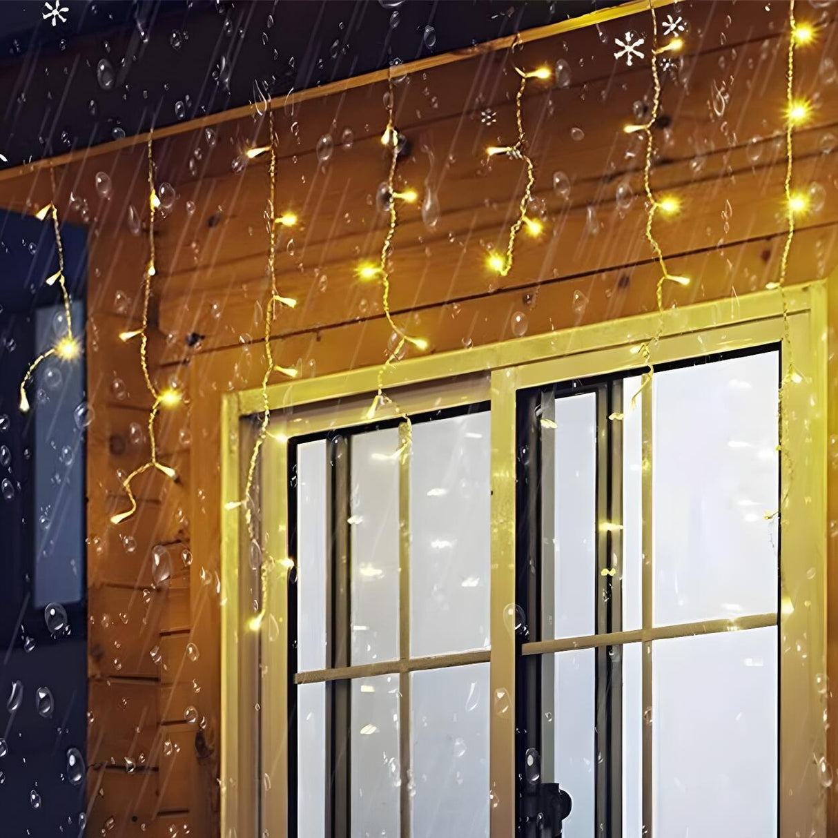 Outdoor Christmas Solar LED Icicle Curtain String Lights Image - 2