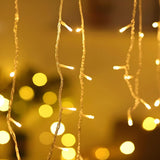 Outdoor Christmas Solar LED Icicle Curtain String Lights Image - 8