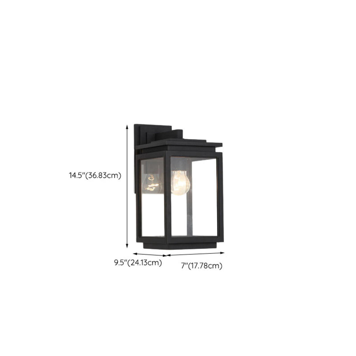 Outdoor Clear Glass Black Lantern LED Wall Sconce 