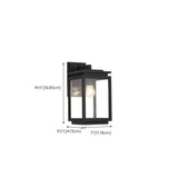 Outdoor Clear Glass Black Lantern LED Wall Sconce #size