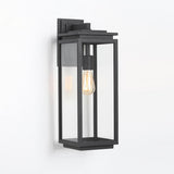 Outdoor Clear Glass Black Lantern LED Wall Sconce Image - 5