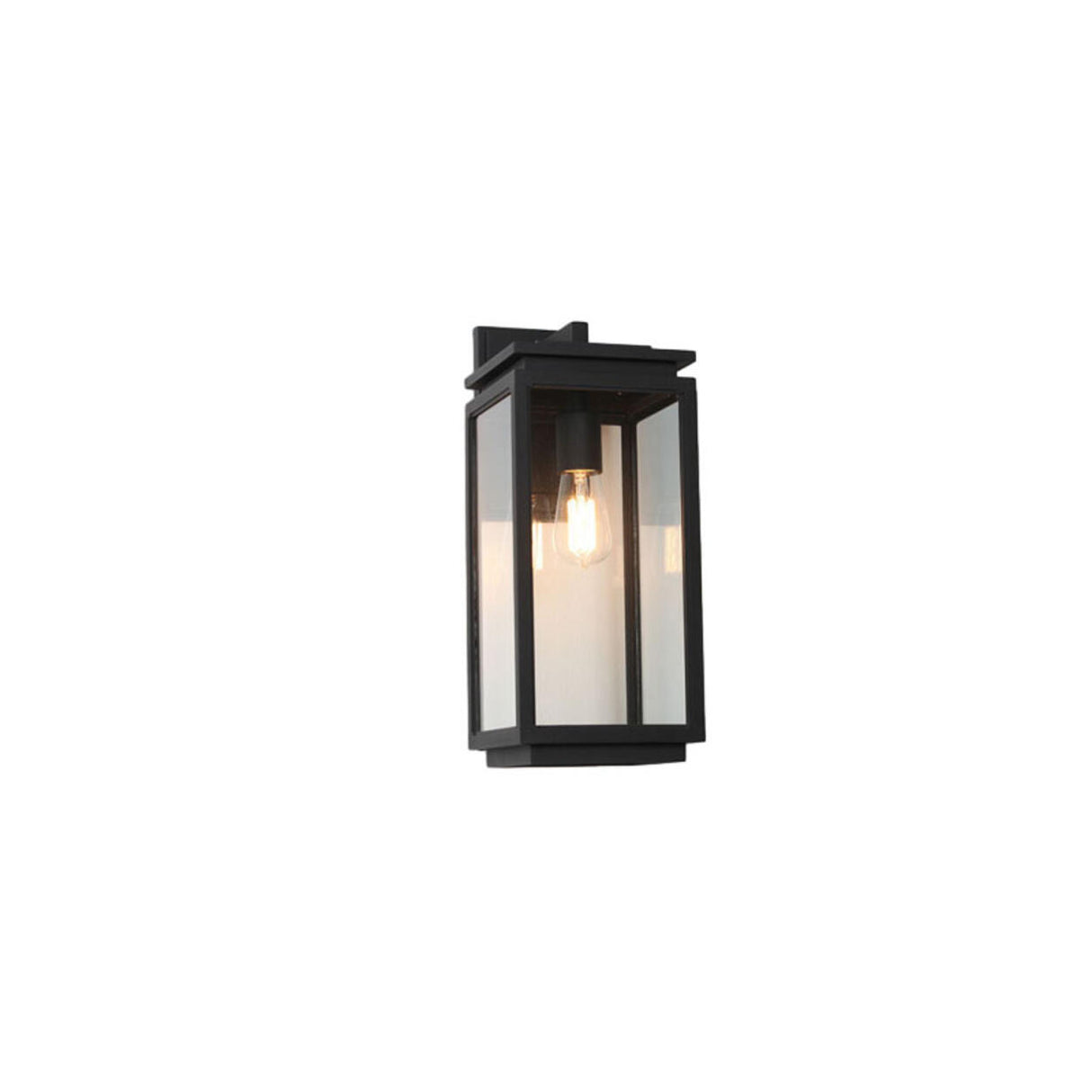 Outdoor Clear Glass Black Lantern LED Wall Sconce Image - 8