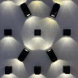 Outdoor Contemporary Black Geometric LED Wall Sconce Image - 5