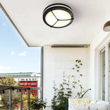 Outdoor Contemporary Black Round LED Flush Mount Light Image - 16