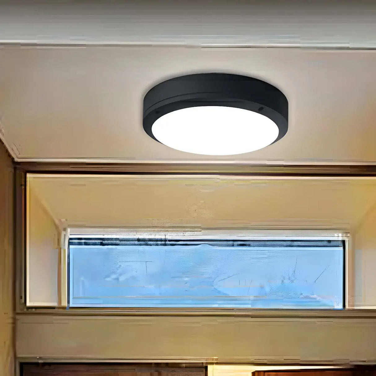 Outdoor Contemporary Black Round LED Flush Mount Light Image - 3