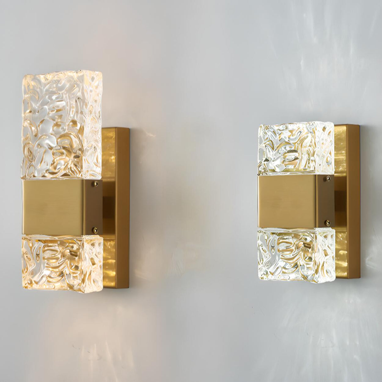 Outdoor Geometric Clear Crystal Up Down Wall Sconce Image - 14