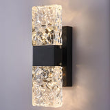 Outdoor Geometric Clear Crystal Up Down Wall Sconce Image - 28