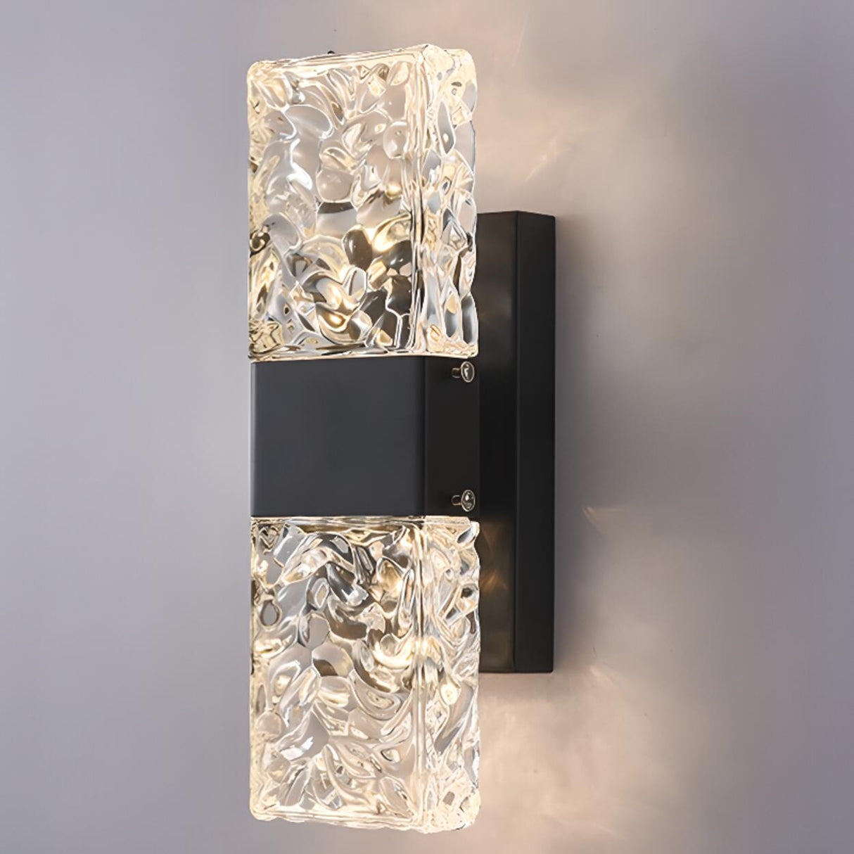 Outdoor Geometric Clear Crystal Up Down Wall Sconce Image - 29