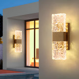 Outdoor Geometric Clear Crystal Up Down Wall Sconce Image - 4