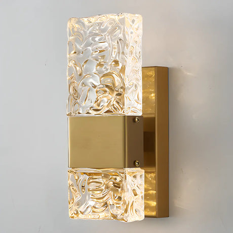 Outdoor Geometric Clear Crystal Up Down Wall Sconce Image - 9